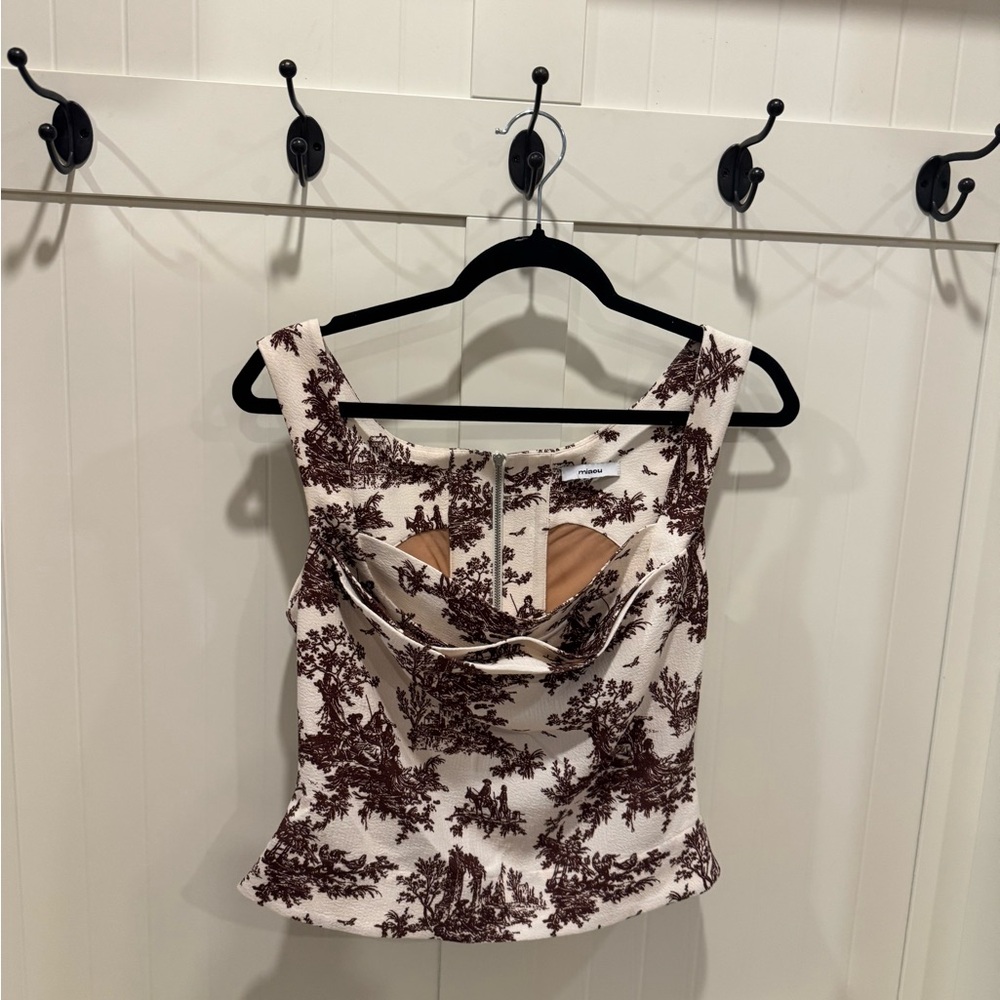 Miaou Brown and Cream Patterned Tank Top